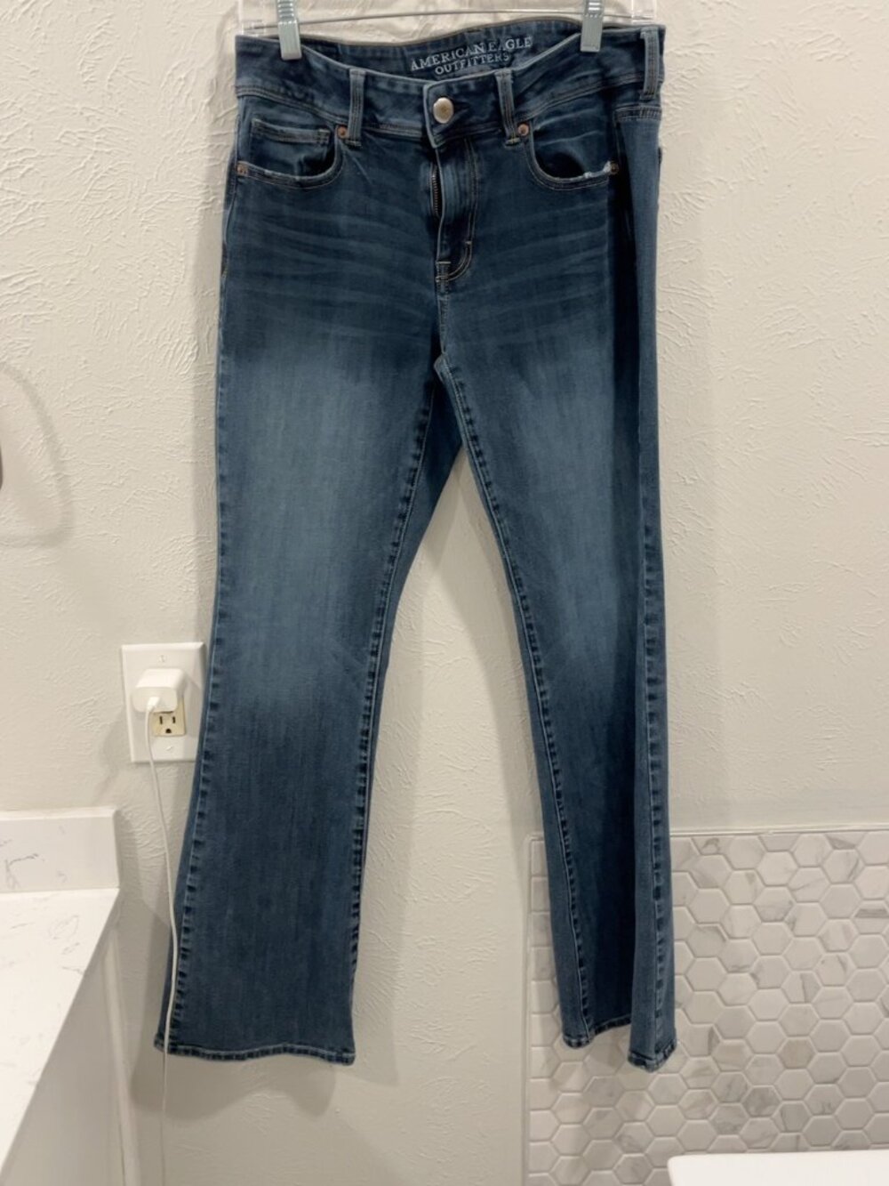 American Eagle Kick Boot Super Stretch Jeans Size 10 Regular Medium Wash